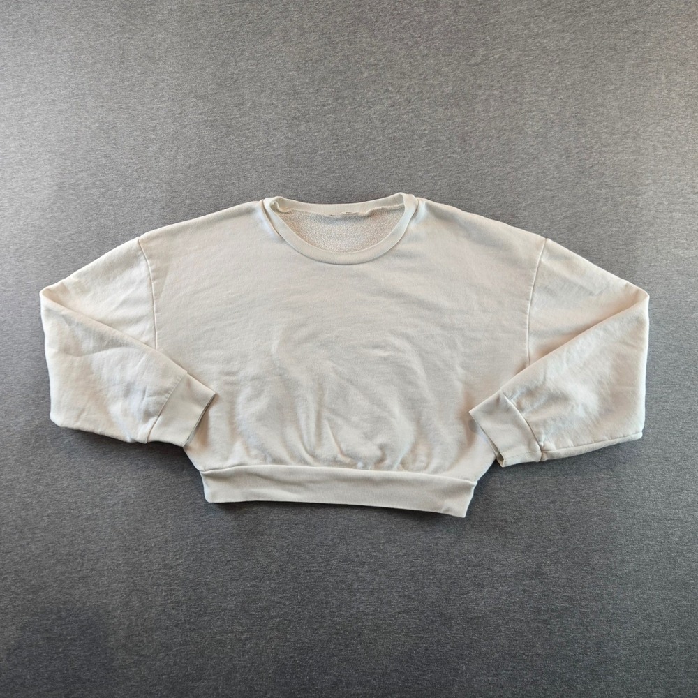 Reformation Jeans Sweatshirt Womens Large Cream Organic Cotton Cropped Boxy L